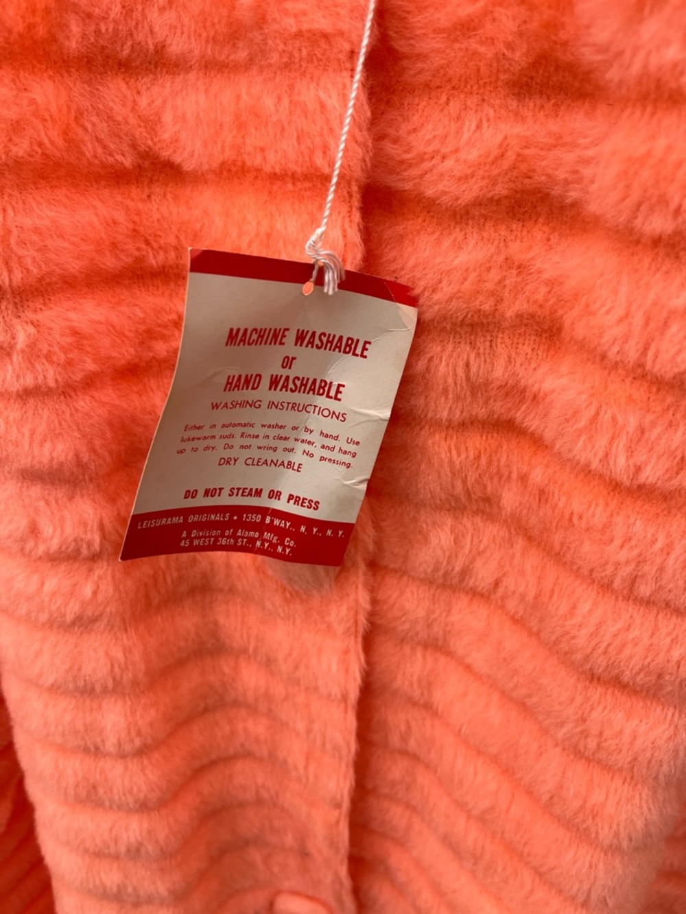 Vintage Bright Coral Orange Fuzzy Button-Front Robe - Picture 2 of 6